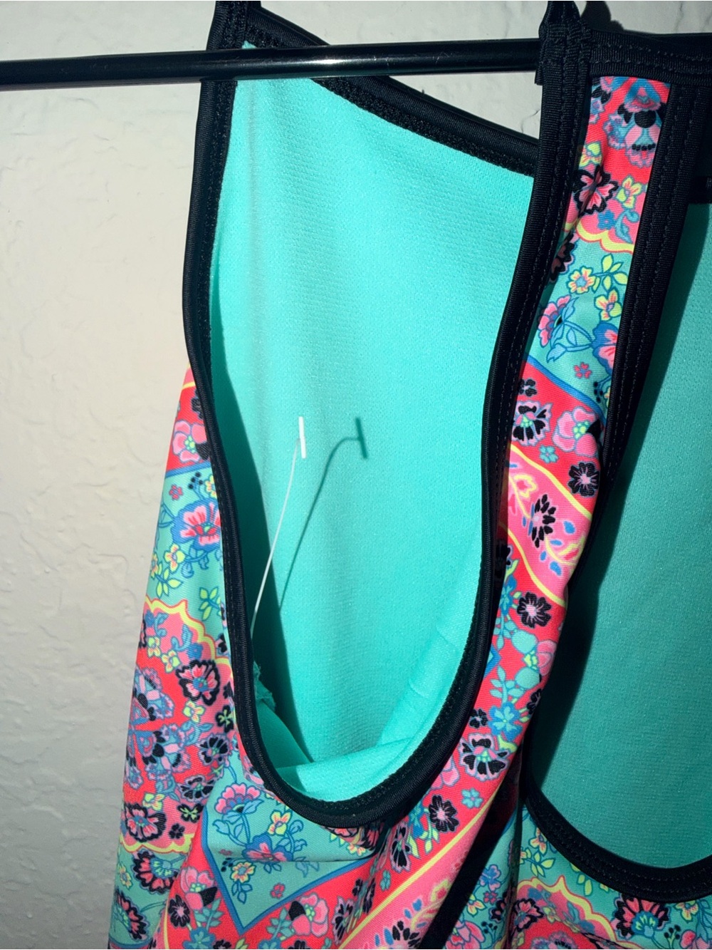 Girls XL 14-16 Colorful One Piece Swimsuit Geometric Floral Print Racerback new - Picture 3 of 4